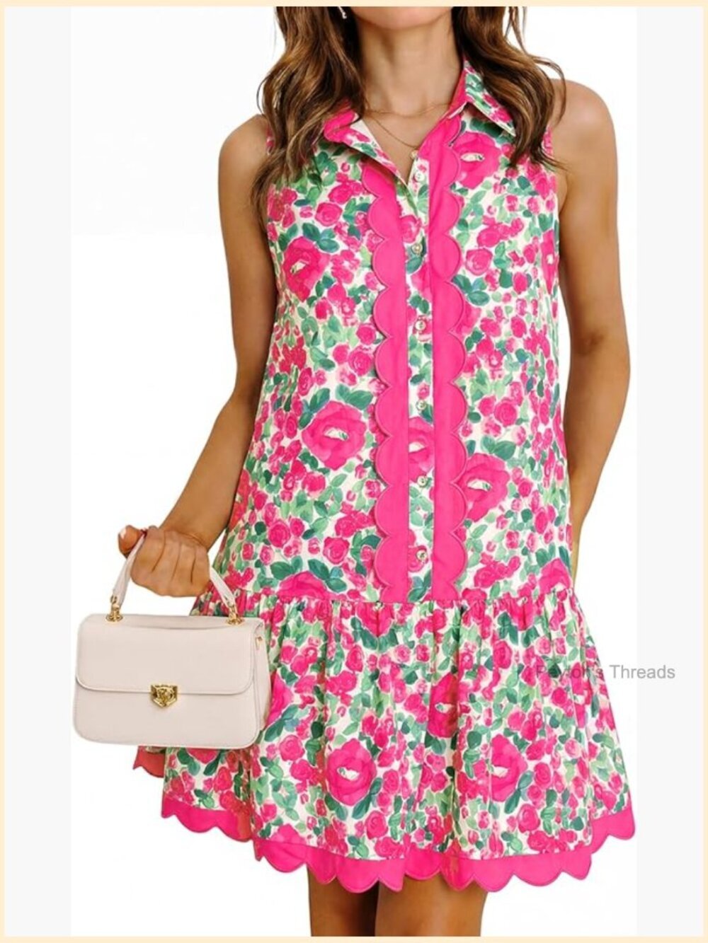 Floral Mini Dress V Neck Sleeveless Ruffle Boho Summer Vacation Outfit - Picture 1 of 7